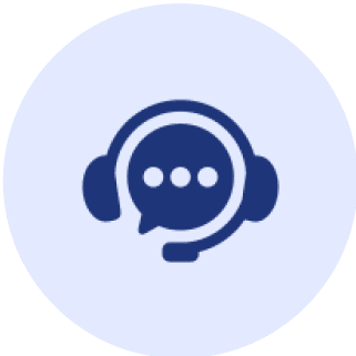 Headset with speech bubble icon.